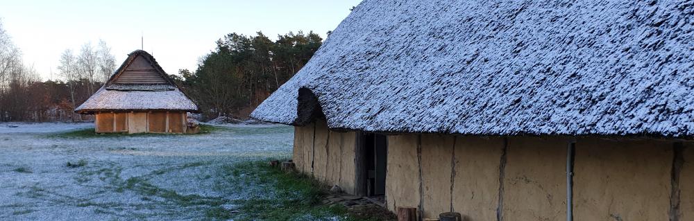 Hvolrishuse med sne på